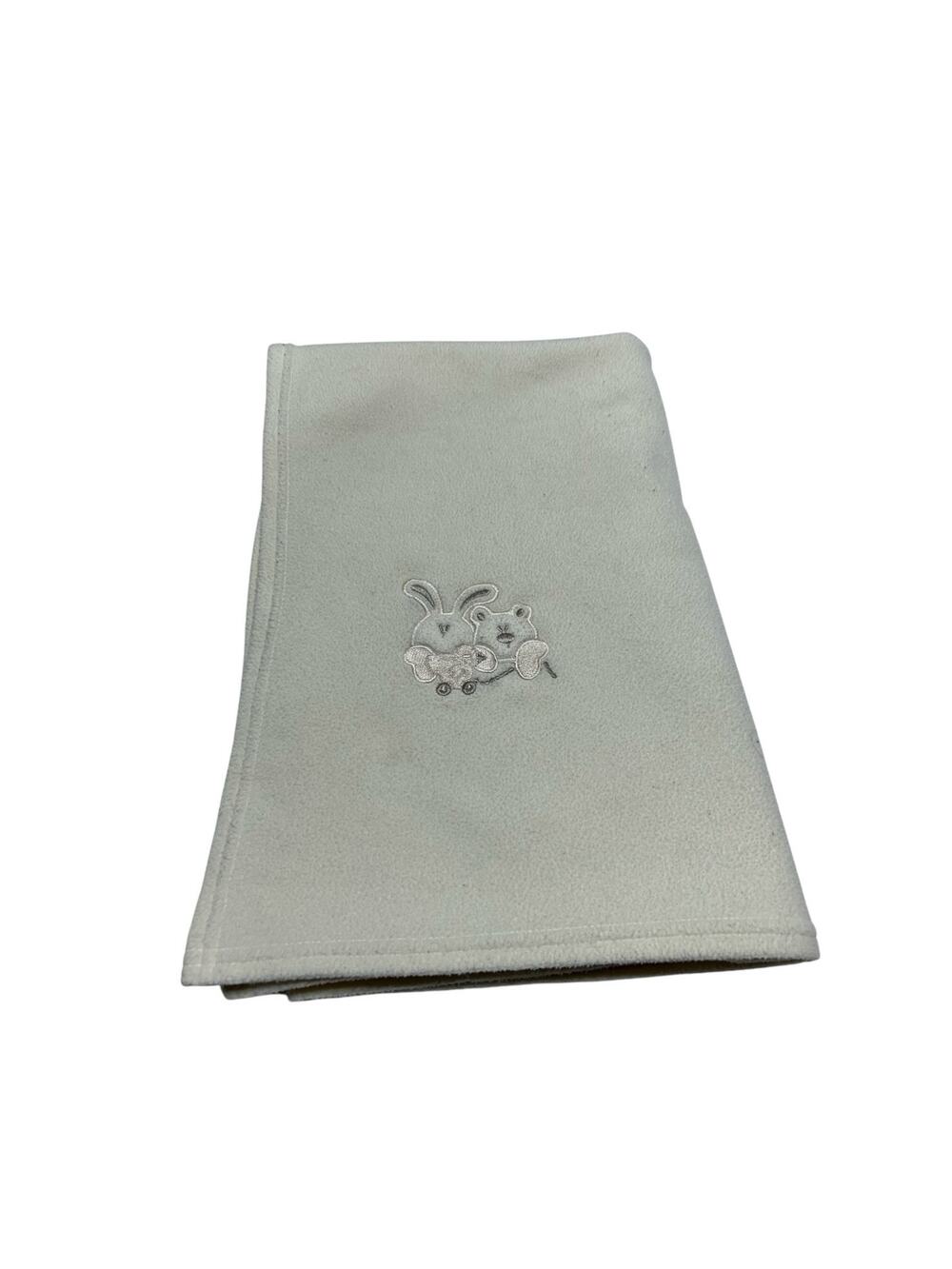 Vintage Cherokee Baby Cream Beige Blanket Embroidered Bear Rabbit Chick